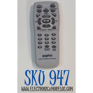 CONTROL REMOTO ORIGINAL SANYO PARA EQUIPOS DE AUDIO COMO REPRODUCTORES DE CD Y CASETES / COMPATIBLE CON EQUIPO DE AUDIO SANYO/FISHER / NUMERO DE PARTE RB-MCR60 / 344-1 / MODELO AWM660 / RT64506387 / DC-MCR60