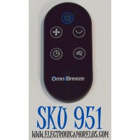 CONTROL REMOTO ORIGINAL PARA UN VENTILADOR DE TORRE OMNIBREEZE / NUMERO DE PARTE SFY.22 / 3333004 / DC2018 / DC2219 / DC2301 / RM1002 / MK-TF0002