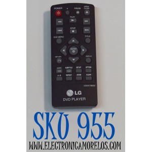 CONTROL REMOTO ORIGINAL PARA REPRODUCTOR DE DVD LG / NUMERO DE PARTE COV31736202 / HG-LG1-D2 / MODELO DP132 / DP132NU / DP132H / DP132-H / DP122 / DP123 / DV356 / DV497H / DV697H / COMPATIBLE CON VARIOS MODELOS DE REPRODUCTORES DVD LG