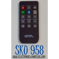 CONTROL REMOTO ORIGINAL PARA BARRA DE SONIDO / SISTEMA DE AUDIO ONN / NUMERO DE PARTE 100024201 / 100019264 / 100024204 / 100020788 / 100002635 / 100008045 / ONA18SB001 / ONA18SB002 / ONA18SB003 / 100004120