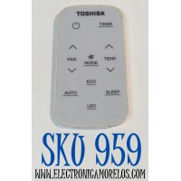 CONTROL REMOTO ORIGINAL PARA AIRE ACONDICIONADO TOSHIBA / NUMERO DE PARTE RG15C / RG15C/E / 17317000005975 / 3887730 / WC-E1BE / 13YAX / COMPATIBLE CON VARIOS MODELOS