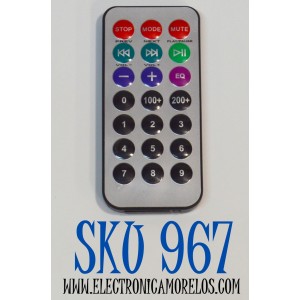 CONTROL REMOTO PARA ALTAVOCES PA PORTATILES / SISTEMAS DE KAREOKE / DECODIFICADORES DE AUDIO MP3/BLUETOOTH / COMPATIBLE PARA MUCHOS MODELOS DIFERENTES DE ALTAVOCES COMO EL ION AUDIO IPA69A TOTAL PRO / SEISMIC AUDIO SA-KP15BAT / PRO GLOW 8 / TOTAL PA MAX 