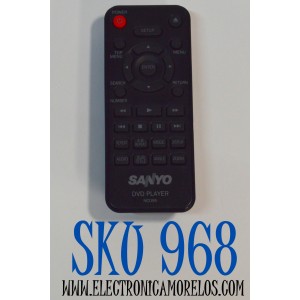 CONTROL REMOTO ORIGINAL PARA REPRODUCTOR DE DVD SANYO / NUMERO DE PARTE NC095 / NC088UL / 2VMM00767 / NC095UL / MODELO FWDP105F / FWDP175F / FWDP105FA / FWDP105FB / FWDP175FA / FWDP105