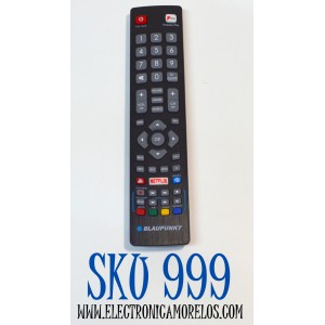 CONTROL REMOTO ORIGINAL PARA SMART TV BLAUPUNKT / NUMERO DE PARTE RMC/0001 / BLF/RMC/0008 / DH-2098 / DH2010309352 / BLFMC0008 / BLF/RMC/0010 / POF/RMC/001 / MODELO 32/138M-GB-11B4-EGPX-UK / BLA-32/138Q-GB-11B4-EGPF-UK / 40/138Q-GB-11B4-FEGPF-UK