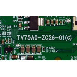 T-CON ORIGINAL PARA TV ONN / NUMERO DE PARTE 513C75A0M32 / TV75A0-ZC-01(C) / M32/3466-02803 / 2130006675 / 303C75A0233 / PANEL JR645R3HD1K / MODELO 100012587 65"