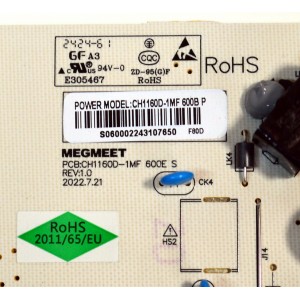 FUENTE DE PODER ORIGINAL PARA TV ONN / NUMERO DE PARTE CH1160D-1MF / CH1160D-1MF 600B P / CH1160D-1MF 600E S / PANEL C550Y20-G5 / DISPLAY HV550QUB-F70 / MODELO 100012586 55"