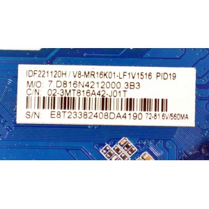 MAIN FUENTE COMBO ORIGINAL NUEVA PARA TV WESTINGHOUSE / PHILIPS / FULL HD ROKU TV / NUMERO DE PARTE 02-3MT816A42-J01T / CV816-N42 / 7.D816N4212000.3B3 / V8-MR16K01-LF1V1516 / MODELO WR43EX2300 / 43PFL4775/F7 / 43PFL4775/F7A CC2