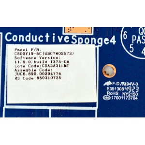 MAIN ORIGINAL NUEVA PARA TV ATVIO / NUMERO DE PARTE JUC7.820.00293822 / RK.M9010-UC / KB-6165F / JUC6.690.00294776 / 850310725 / 17001173704 / 18134210034 / 2E08922C0 / PANEL C500Y19-5C / MODELO ATV50