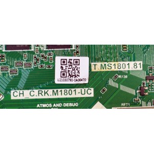 MAIN ORIGINAL PARA TV ONN ROKU 4K UHD HDR / NUMERO DE PARTE T.MS180.81 / CH_C.RK.M1801-UC / 85026936N20172-CH / U21030790-0A00470 / DISPLAY CC500PV5D VER.02 / MODELO 100012585 50"