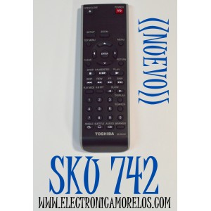 CONTROL REMOTO ORIGINAL NUEVO PARA REPRODUCTOR DVD TOSHIBA / NUMERO DE PARTE SE-R0167 / P4156-4 / 0502023 / MODELO SDK750 / SD-K750 / SDK750SU / SD-K750SU