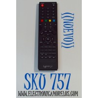 CONTROL REMOTO ORIGINAL NUEVO PARA TV SYMPLY  / NUMERO DE PARTE XHY352-3 / 06-520W37-C002X / MODELOS SUPTLB001 / RC02121 / F40B700K / 32A3000