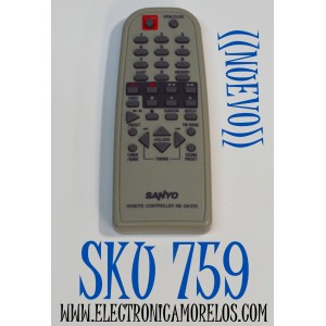 CONTROL REMOTO ORIGINAL NUEVO PARA SISTEMA ESTEREO COMPACTO / SISTEMA DE AUDIO MICROCOMPONENTE SANYO / NUMERO DE PARTE RB-DA370 / MODELO DC-DA370 / DC-DA380 / DC-MB500 / DCDA100 / DCDA101 / DCDA70 / DCDA80 / RBDA100