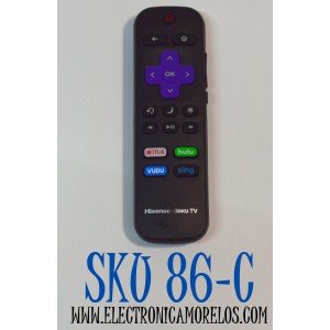 CONTROL REMOTO ORIGINAL PARA TV HISENSE ROKU TV / NUMERO DE PARTE HU-RCUS-20G / RC18E-T4 / NUMERO DE PARTE HU-RCUS-20G / HU-RCRUS-22 / 3226001217/ HU-RCRUS-23 / 3026000064 / MODELO 65R6E3 / 58R6E3 / 55R8F / 50R6090G / 48H4C / 43R6E3 /  40H4C1 / 32H4F