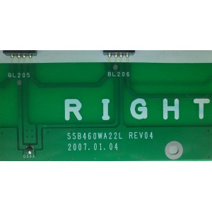 BACKLIGHT INVERSOR DERECHO / RIGHT / SAMSUNG SSB460WA22-R / SSB460WA22R / SSB460WA22L / PANEL´S LTA460WT-L11 / LTA460HT-L01 / LTA460HT-LH2 / MODELOS LNT4642HX/XAA / LNT4661FX/XAA / LNT4665FX/XAA