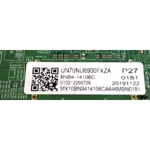 KIT DE TARJETAS PARA TV SAMSUNG / MAIN BN94-14106C / BN41-02662A / BN97-15621E / NUMERO DE PARTE FUENTE BN44-01016A / BN4401016A / L70S6N_RHS / PANEL CY-GN070HGPV1H / DISPLAY BN96-50136A / CC700PV1D VER.01 / MODELO UN70NU6900 / UN70NU6900FXZA YA02