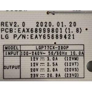 KIT DE TARJETAS PARA TV LG / MAIN EBT66634903 / EAX69775701(1.1) / FUENTE EAY65689421 / EAX68999801(1.8) / EPCA60CA2A / 3PCR02698B / PANEL AC770AQL CPA1 / MODELO OLED77C1PUB.DUSPLJR