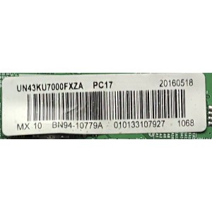 KIT DE TARJETAS PARA SAMSUNG SMART TV / NUMERO DE PARTE MAIN BN94-10779A / BN41-02528A / BN97-10969A / BN9410779A / FUENTE BN44-00875A / L40E6_KSM / BN4400875A / PSLF141E08A / PANEL CY-KK043HGAV3H / DISPLAY T430QVN02 / MODELO UN43KU7000FXZA AA01