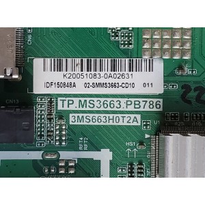 KIT DE TARJETAS PARA TV HITACHI / MAIN 02-SMMS3663-CD10 / TP.MS3663.PB786 / 3MS663H0T2A / IDF150848 / IDF150848A / IDF150848B / IDF150848C / T-CON STCON425G005 / CCPD-TC425-001 / STCON425G-005 / PANEL LVF430PADX E0090 / DISPLAY CC430LV1D / MODELO 43D33