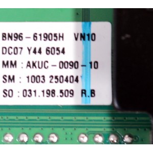 KIT DE TARJETAS ORIGINAL PARA TV SAMSUNG / NUMERO DE PARTE MAIN BN96-61905H / BN41-03350A / FUENTE L55S7AFVDX / L55S7_FVD / PANEL CY-BF055HGAV5H / DISPLAY T550VN07.X / BN96-60124A / MODELO UN55U7900FFXZA / UN55U7900FFXZA AC10