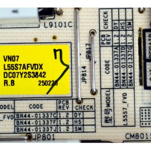 KIT DE TARJETAS ORIGINAL PARA TV SAMSUNG / NUMERO DE PARTE MAIN BN96-61905H / BN41-03350A / FUENTE L55S7AFVDX / L55S7_FVD / PANEL CY-BF055HGAV5H / DISPLAY T550VN07.X / BN96-60124A / MODELO UN55U7900FFXZA / UN55U7900FFXZA AC10