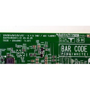 KIT DE TARJETAS ORIGINAL PARA TV LG / NUMERO DE PARTE MAIN EBT67871602 / EAX70145104 / 67871602 / FUENTE EAY65689425 / EAX68999803 / 65689425 / T-CON 6871L-7669A / 6870C-0920D / 7669A / PANEL AC770AQL / MODELO OLED77B4AUA / OLED77B4AUA.DUSQLJR