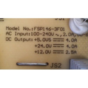 FUENTE DE PODER FSP146-3F01 / 90C1460100 / SYLVANIA 146-3F01 MODELO N2635W	