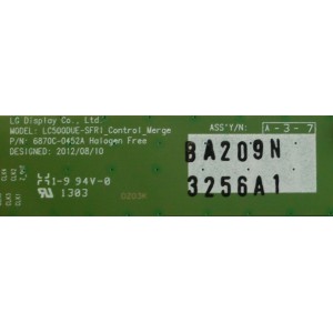 T-CON PARA TV LG / NUMERO DE PARTE 6871L-3256A / 6870C-0452A / 3256A / PANEL LC500DUE / MODELOS 50LN5750-UH / 50LN5700-UH / 50LN5200-UB / 50LN5400-UA / 50LN5600-UI / 50LN5100-UB / 50LA6200-UA / 50LA6205-UA / 50L1350U / 50L4300U / 50L4300UC