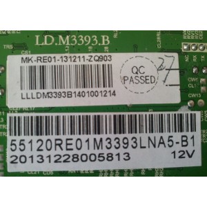 MAIN / RCA 55120RE01M3393LNA5-B1 / 20131228005813 12V / LD.M3393.B / 20131228005813 / 131211 / PANEL T550HVN01.8-12V / MODELO LED55C55R120Q