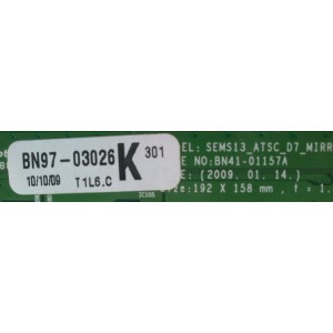 MAIN / SAMSUNG BN96-11525C / BN41-01157A / BN97-03026K / MODELO LN32B540P8DXZA	