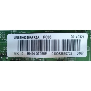 MAIN / SAMSUNG BN94-07259E / BN97-08043A / BN41-02157B / MODELO UN55H6350AFXZA TH01 / PANEL CY-GH055CSLV1H