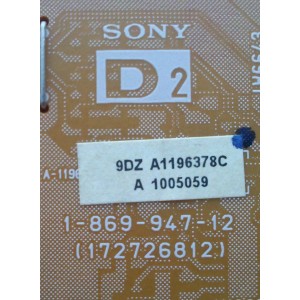 TARJETA D2 / SONY A-1196-378-C / A1196378C / 1-869-947-12 / 172726812 / MODELO	