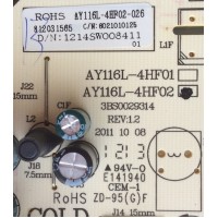 FUENTE DE PODER / HITEKER AY116L-4HF02-026 / AY116L-4HF02 / 3BS0029314 / MODELO LCD32A7	