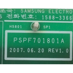 FUENTE DE PODER / SAMSUNG BN44-00183A / KTL SU10054-7009 / PSPF701801A / 1588-3366 / MODELO FPT5884X/XAA ALL	