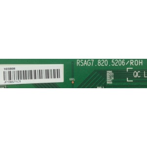 T-CON PARA TV HISENSE / NUMERO DE PARTE 165808 / RSAG7.820.5206/ROH / PANEL HE550GF-B51(1000)\PW1 / MODELO 55K610GWN