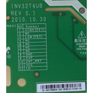 BACKLIGHT INVERSOR / SAMSUNG 19.31T08.005 / 1931T08005 / INV32T4UB / MODELO LN32D403E4DXZA	