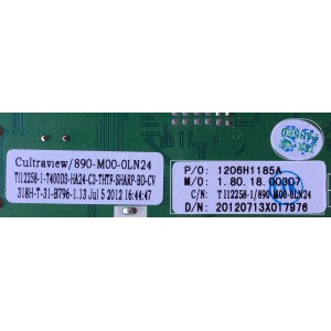 MAIN / SHARP 1206H1185A / CV318H-T / 1206H1186 / MODELO LC-40LE431U / PANEL T400D3-HA24-L04 