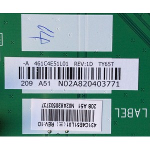 MAIN / TOSHIBA 75027257 / 431C4E51L01 / 461C4E51L01 / STY65T VTV-L65602 / TY65T / PANEL T645HW02 V.5 / MODELO 65HT2U