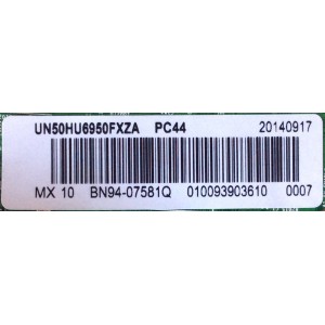 MAIN PARA TV SAMSUNG / NUMERO DE PARTE BN94-07581Q / BN97-08125A / BN41-02206B / BN9407581Q / PANEL CY-GH050HGNV3H / MODELO UN50HU6950 / UN50HU6950FXZA IS01