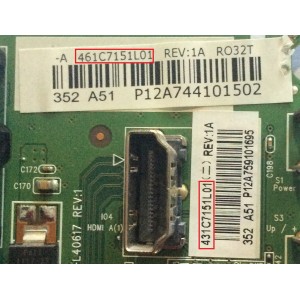 MAIN / TOSHIBA 75037428 / 461C7151L01 / 431C7151L01 / SR040T VTV-L40617 / PANEL U320DH01-TA101 Rev:KD1 / MODELO 32L1400U