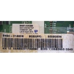 MAIN / SAMSUNG BN94-01660B / BN41-00975C / BN97-02039B / MODELO PN58A550S1FXZA	