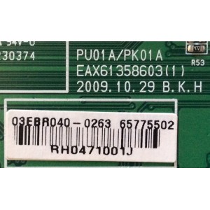 MAIN PARA TV LG / EBR65775502 / EAX61358603 / 65775502 / SUSTITUTAS EBT60947202 / EBR65773701 / PANEL PDP50R10101 / MODELO 50PK540-UE.AUSALHR