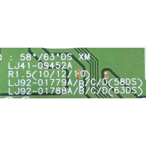 X-SUS / SAMSUNG BN96-16544A / LJ41-09452A / LJ92-01779A / LJ92-01788A / PANEL S63FH-YB06 / MODELOS PN64D550C1FXZA / PN64D7000FFXZA / PN64D8000FFXZA I101