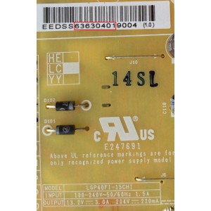 FUENTE DE PODER / LG EAY63630401 / 63630401 / EAX66163001(1.6) / LGP40F1-15CH1 / MODELO 40LX340H-UA.BUSJLJM	