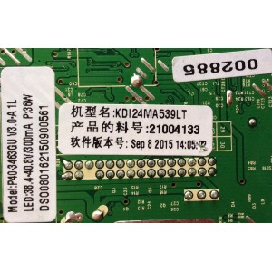 MAIN FUENTE (COMBO) PARA TV TCL / NUMERO DE PARTE P40-3463GUV3.0 / P40-3463GU V3 / 38.4-40.8V/300MA P:36W / KDI24MA539LT / P40-3463GU / DS0080162150900561 / 002885