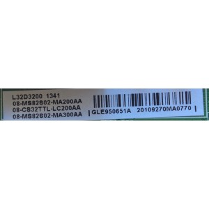 MAIN PARA TV TCL / NUMERO DE PARTE V8-OMS8202-LF1V030 / 40-MS82S0-MAD2XG / MS82S / GLE950651A / 08-MS82S02-MA200AA / 08-CS32TTL-LC200AA / 08-MS82S02-MA300AA / MODELO L32D3200