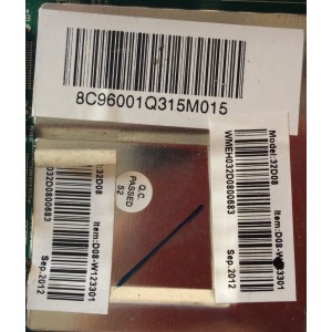 MAIN / FUENTE / (COMBO) / HISENSE D08-W123301 / 8C96001Q315 / MSAV3216-ZC01-01 / LC315TU4A / MODELO 32D08 / PANEL LC315TU4A	