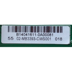 MAIN PARA TV SANYO NUMERO DE PARTE B14041611 / COMPATIBLES / B14010370 / B14010215 / B14010342 / B14010216 / B14010220 / B14010218 / 02-MB3393-CWS001 / T.MS3393T.78 / 3MS3393X-3 / MODELO DP55D44 / CHASSIS P55D44-00 / PANEL LVF550SSDX E1 V1 / LSC550H03	