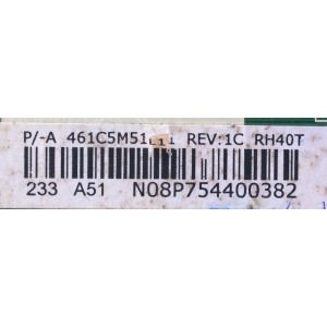 MAIN / TOSHIBA 75031999 / 431C5M51L11 / 461C5M51L11 REV:1C / SRH40T / PANEL 96.40S02.002 / 98.40S02.005 / MODELO 40L2200U