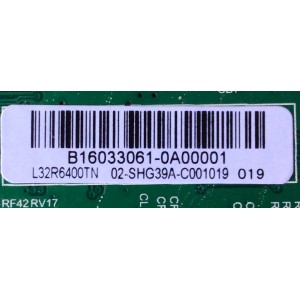 MAIN FUENTE PARA TV DAEWOO B16033061 / TP.MS3393T.PB79 / 02-SHG39A-C001019 / 3MS3393X-2 / MODELO L3R6400TN 