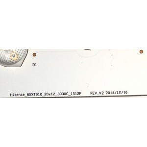 KIT DE LEDS PARA TV SHARP / HISENSE ( 20 PZ ) / NUMERO DE PARTE 1144082 HISENSE_65XT910_20X12_3030C_1S12P / E227809 / 224G177 / MODELO LC-65N9000U / 65H10B